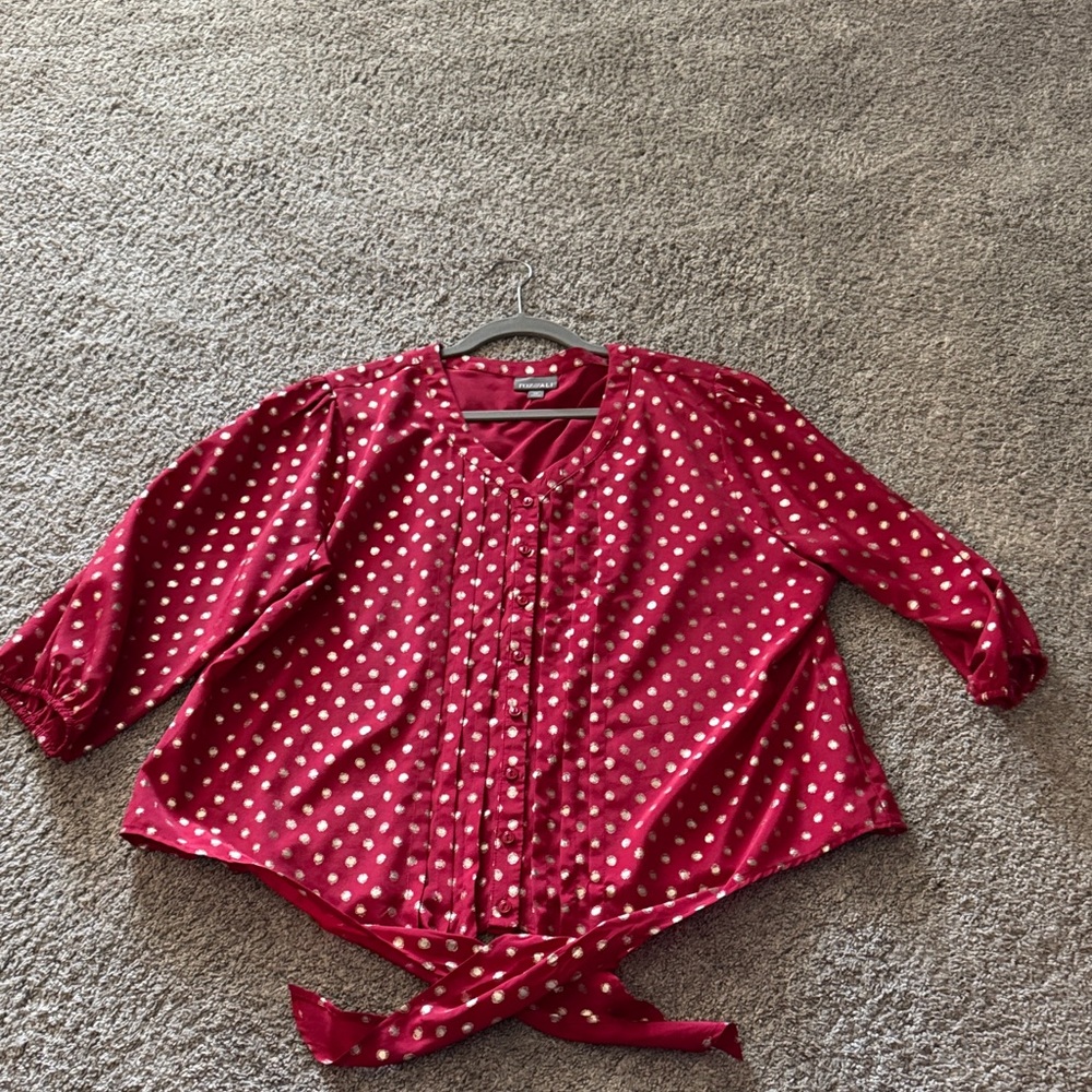 Roz & Ali Red Polka Dot Blouse